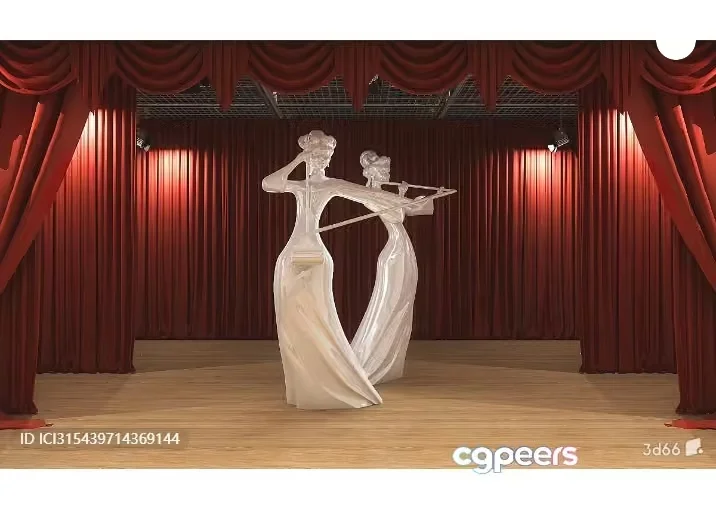 A White Statue Of A Woman Playing The Violin 3D Model – 2224 – VRAY Render