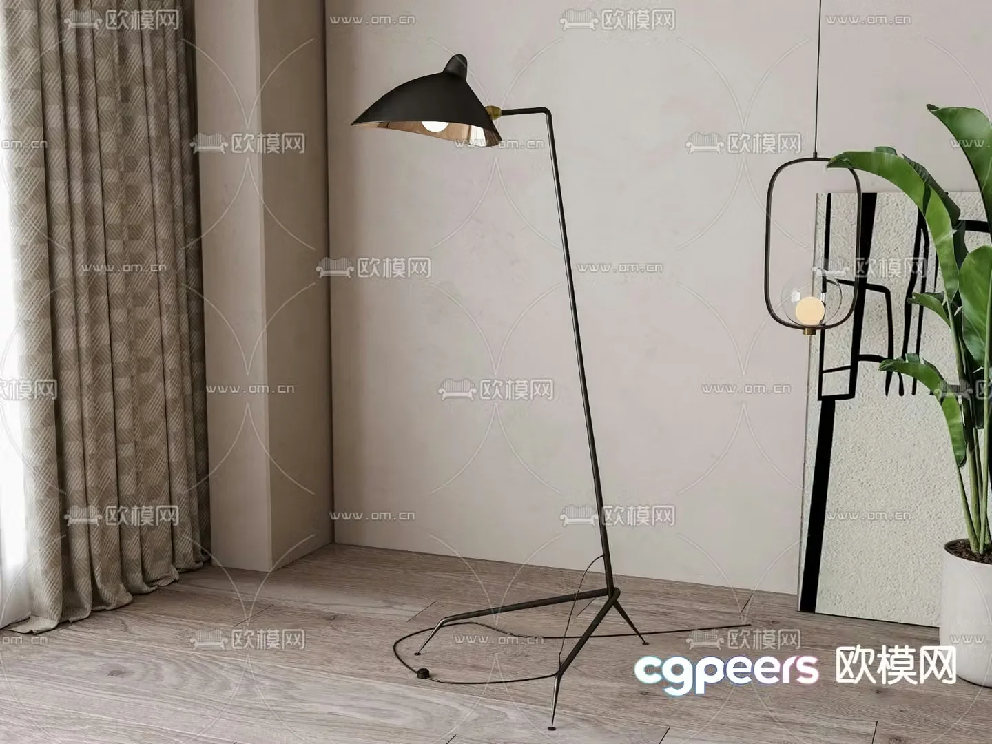 Simple floor lamp Fishing lamp 3d model