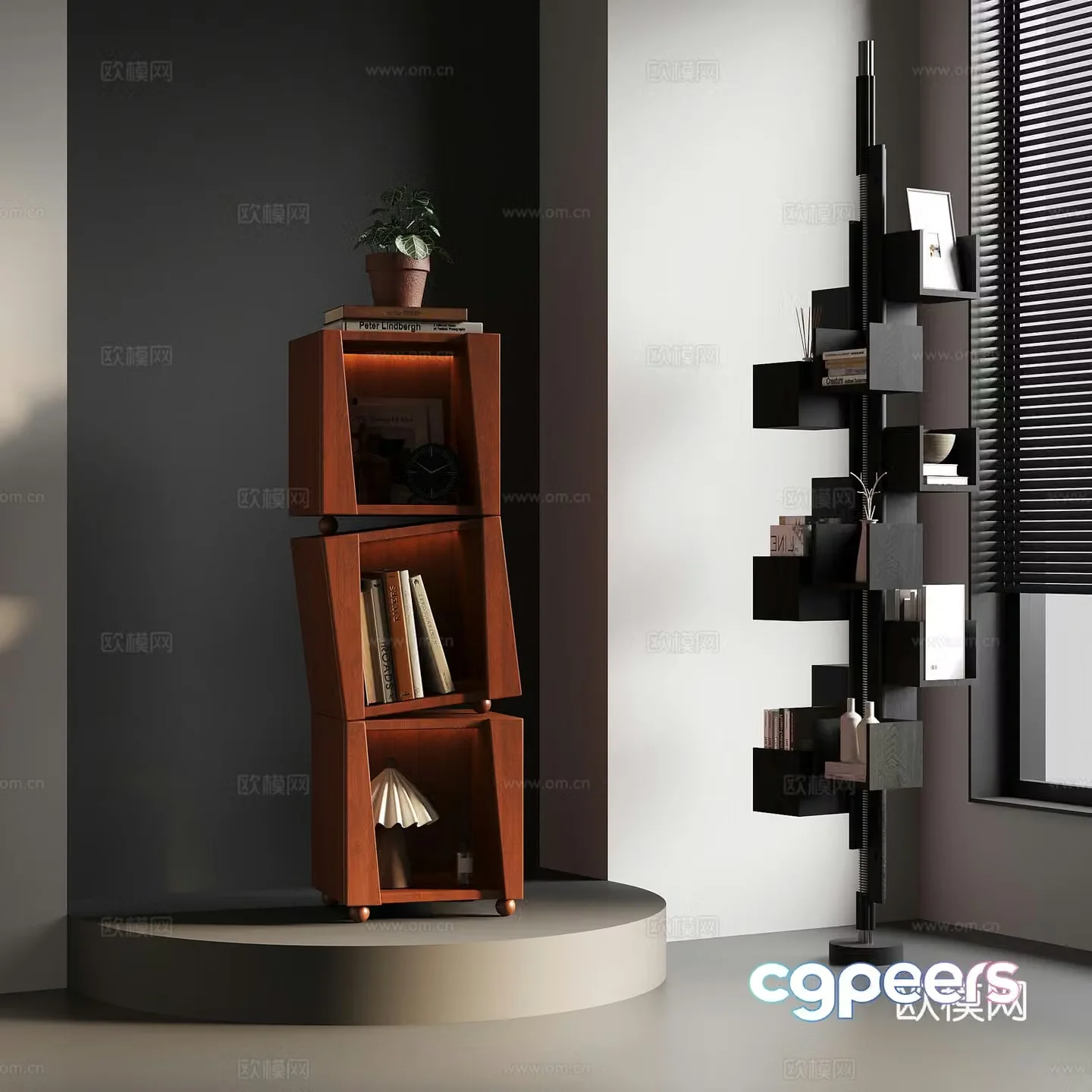 French medieval style bookshelf store shelf book ornaments 3D model