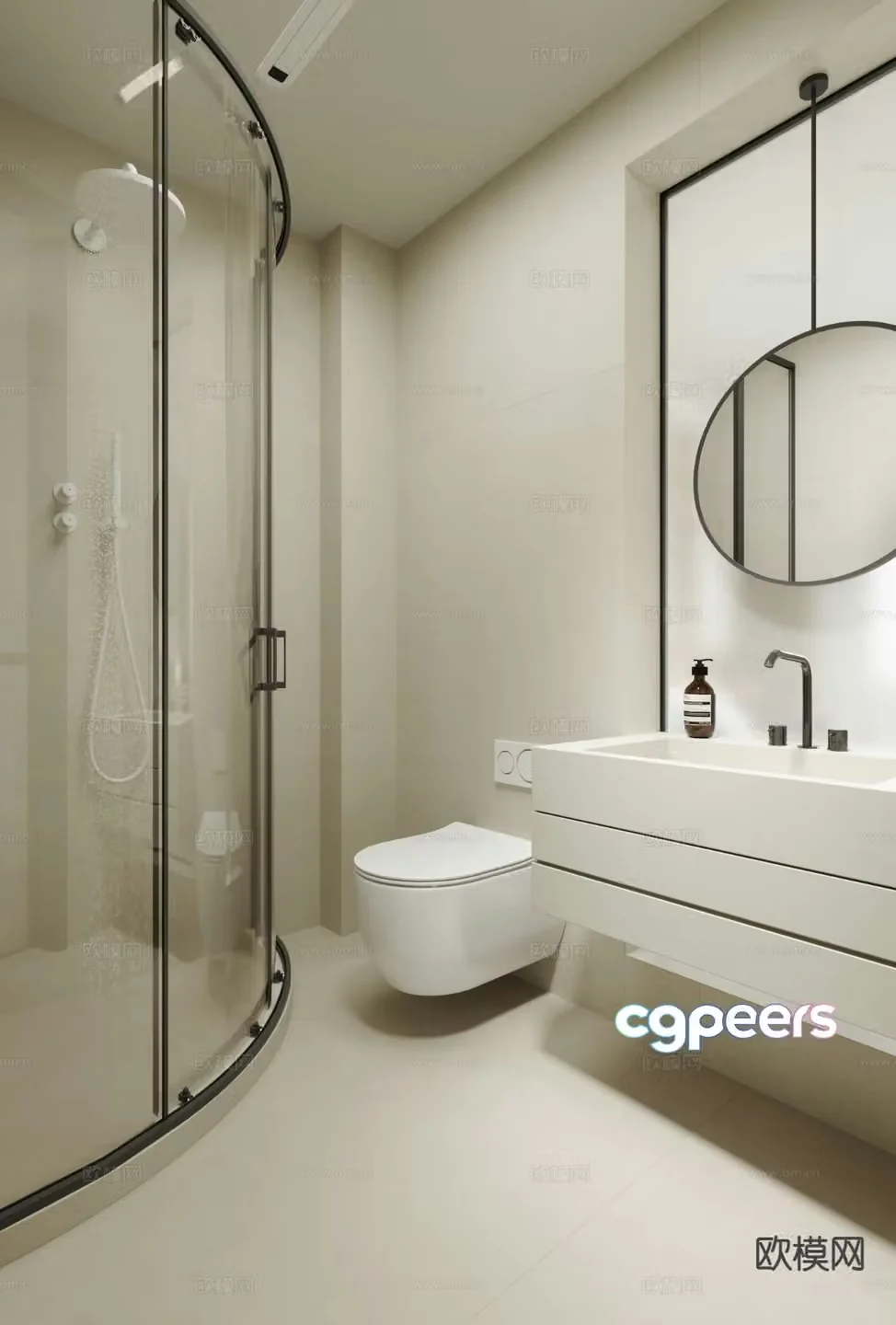 Cream style bathroom bathroom 3d model