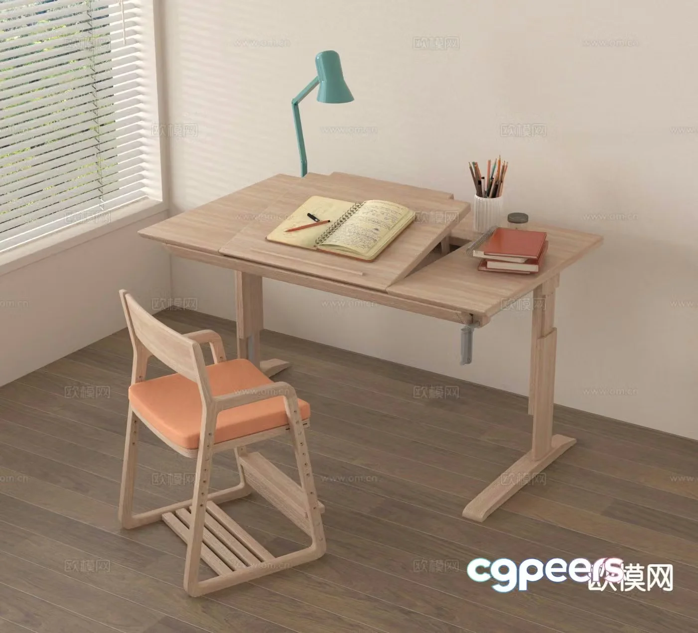 Study table and chair desk children’s table and chair 3d model