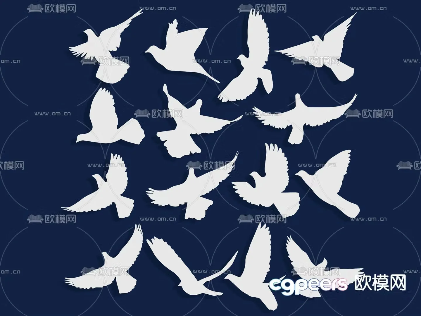 Dove silhouette flying bird elements bird wall decoration 3d model