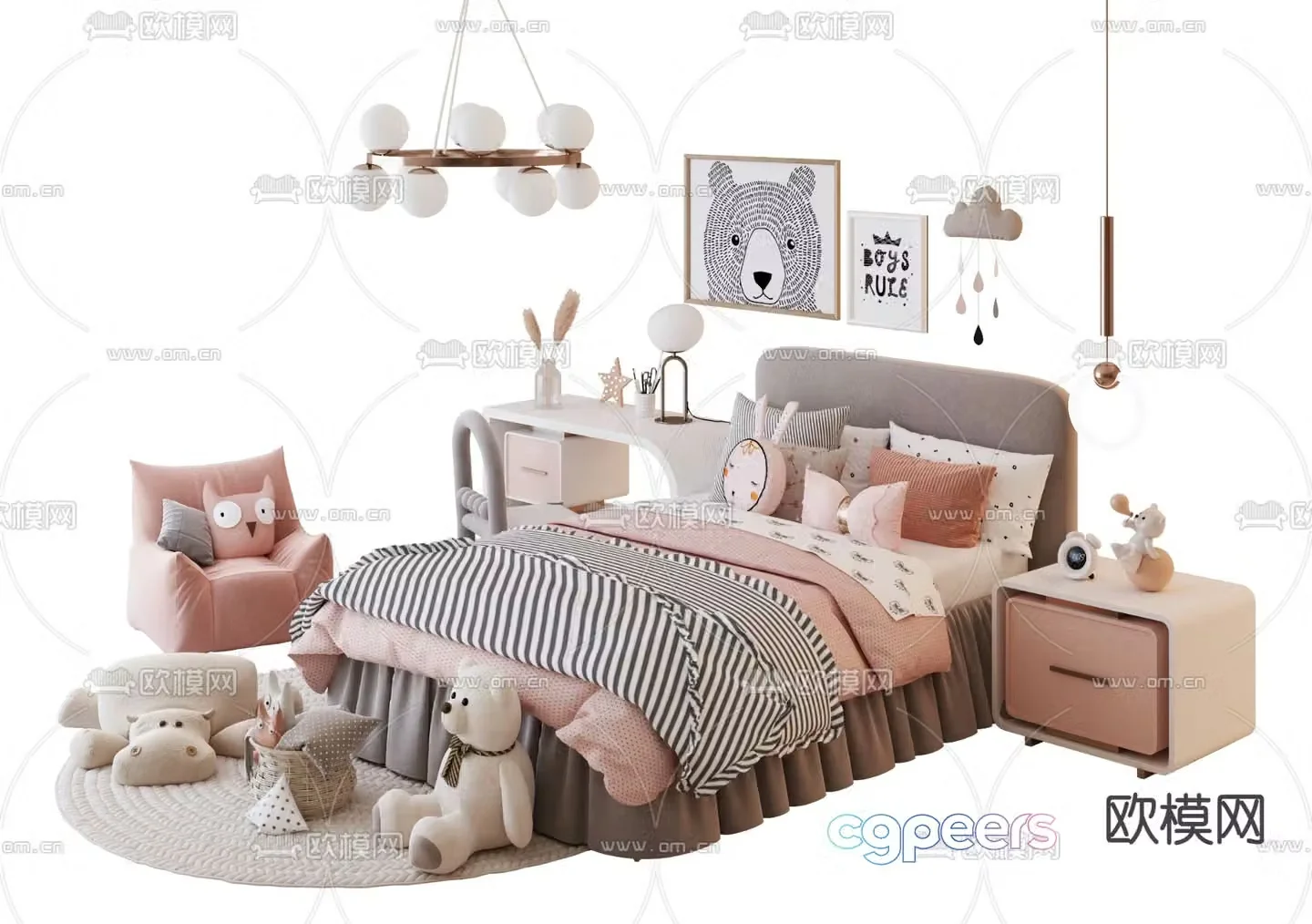 Children’s bed princess bed 3d model