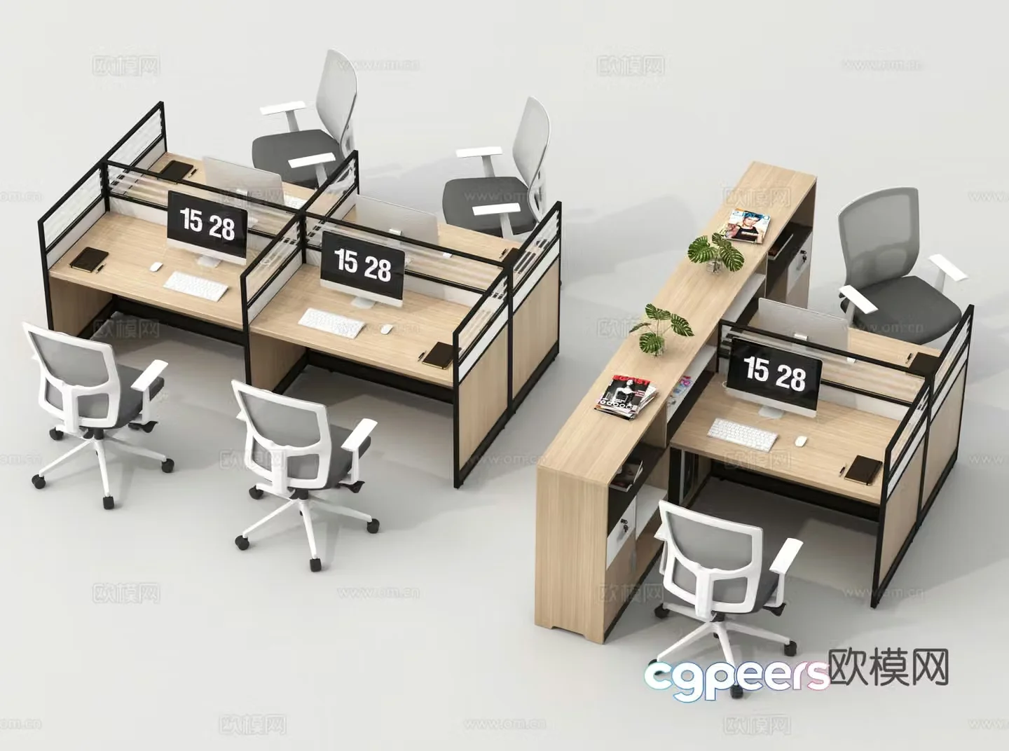 Office desk staff desk office desk 3d model
