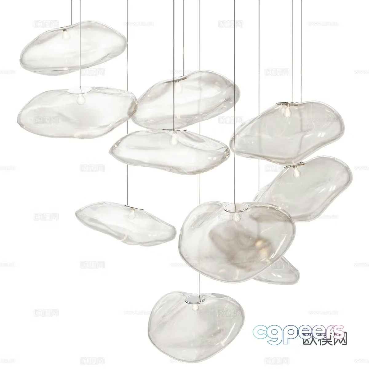 Modern Italian minimalist Bocci random glass chandelier 3d model