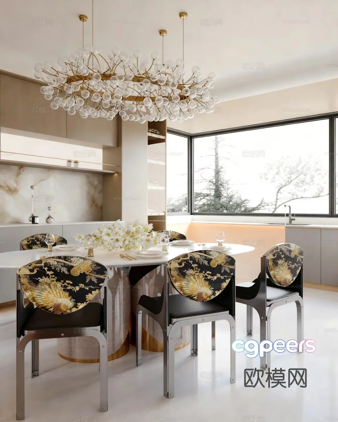Modern Dining Room 3D Model – 20107 – VRAY Render