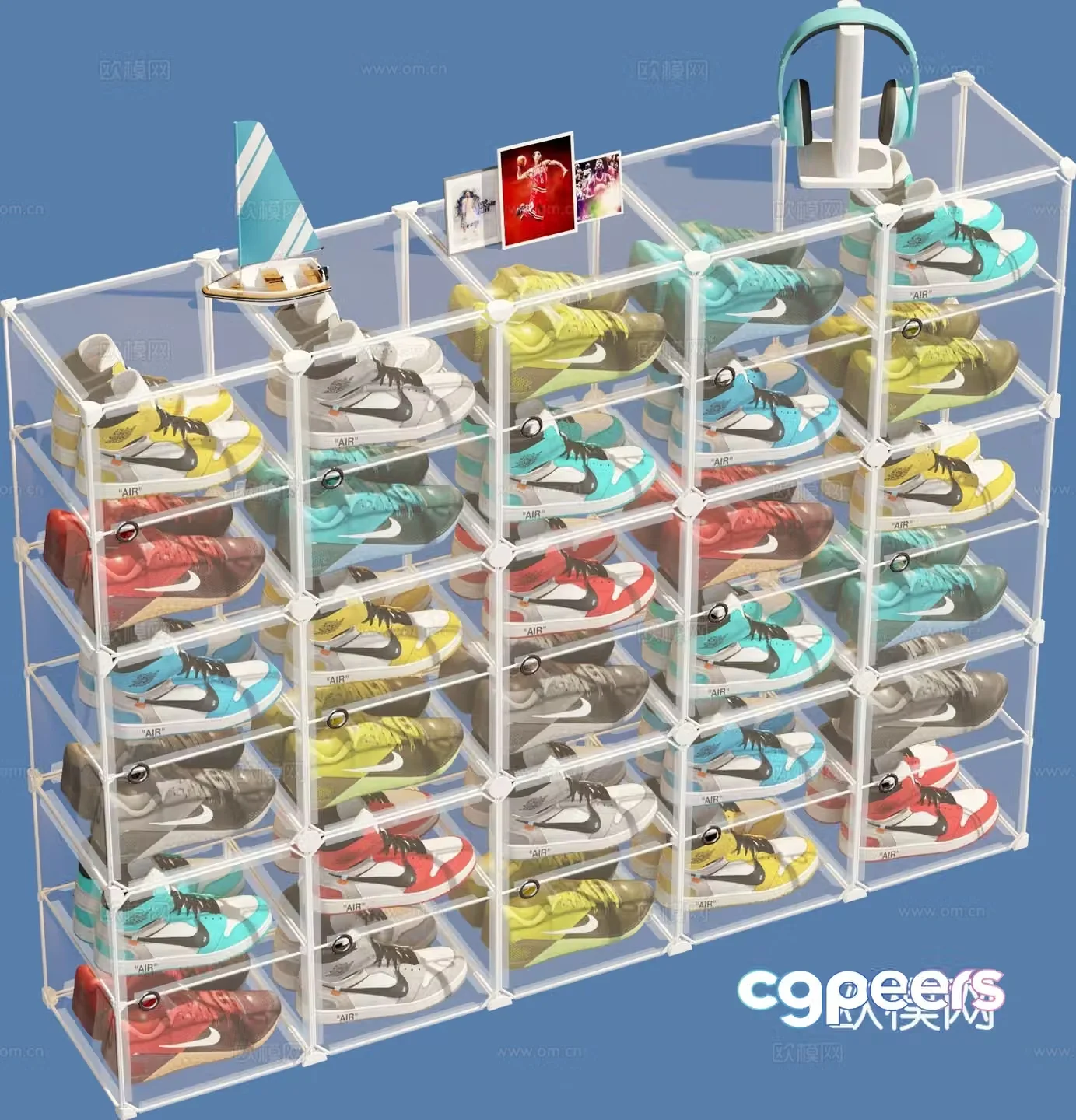Acrylic shoe rack shoe cabinet 3d model