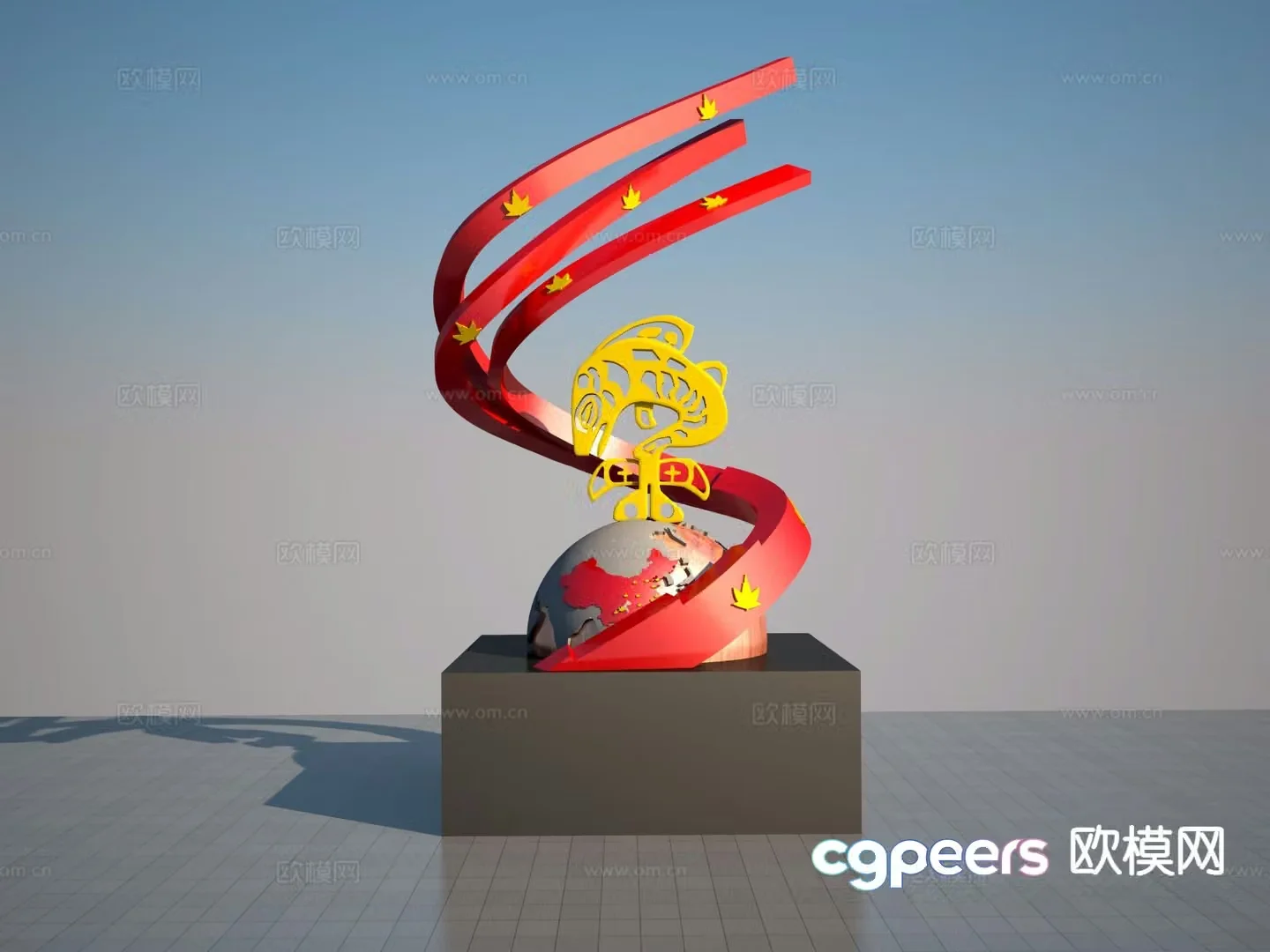 Modern abstract streamer sculpture 3d model
