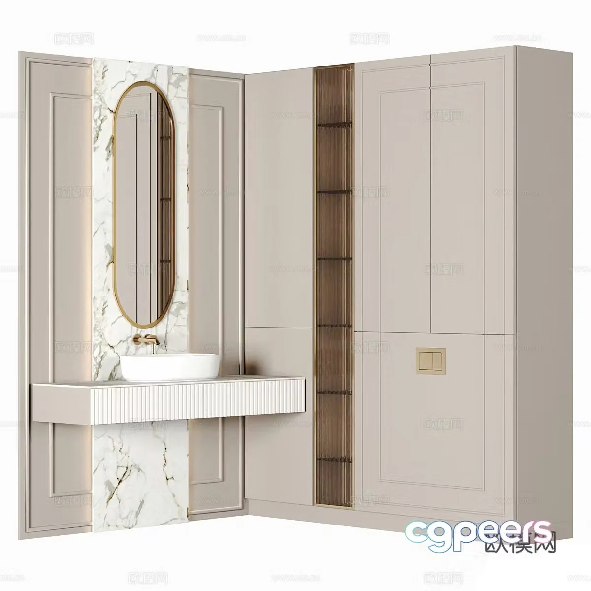 Modern light luxury bathroom cabinet 3D model