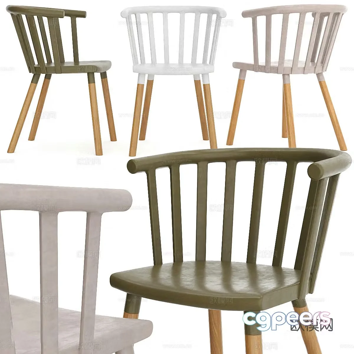 Modern Nordic log wind chair 3d model