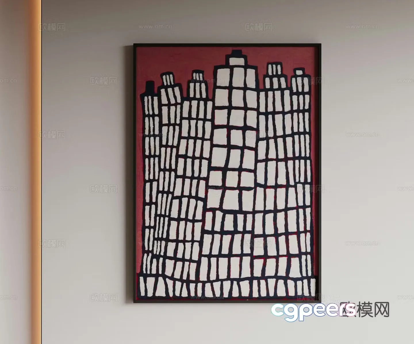 Modern minimalist decorative paintings Waviva medieval style hanging paintings cream style decoration paintings Italian style hanging paintings black and white 3D model