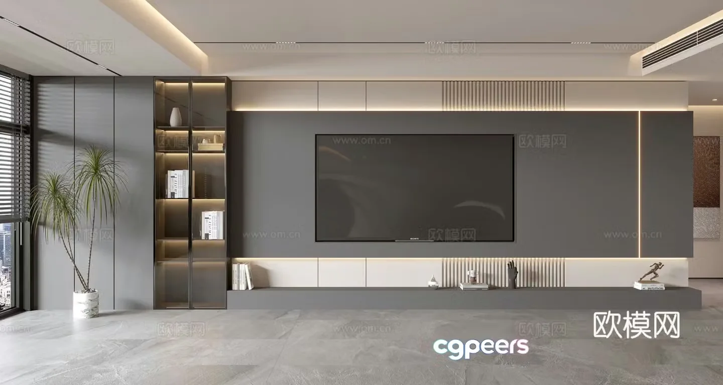 Modern TV background wall 3d model