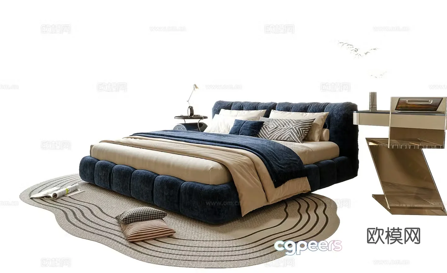Modern children’s bed special shape carpet 3d model