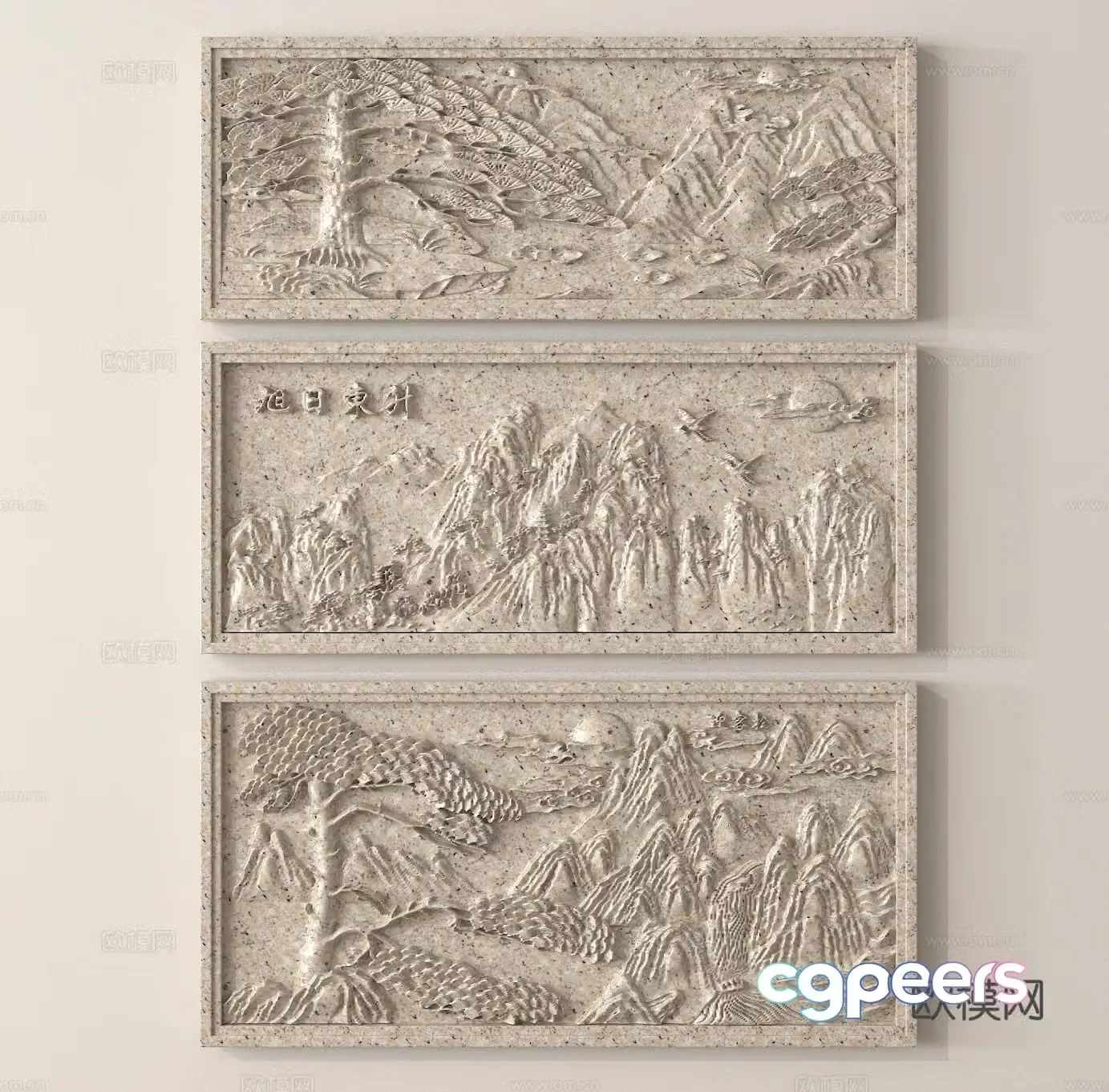 Gypsum relief carving wall relief 3d model