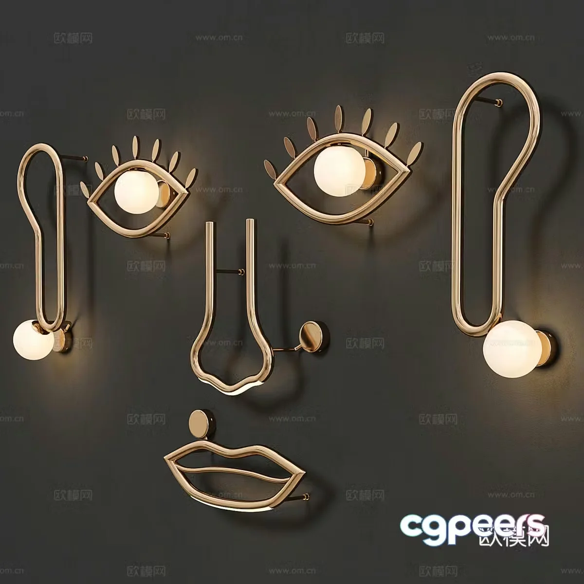 Modern abstract character decorative lamp 3d model