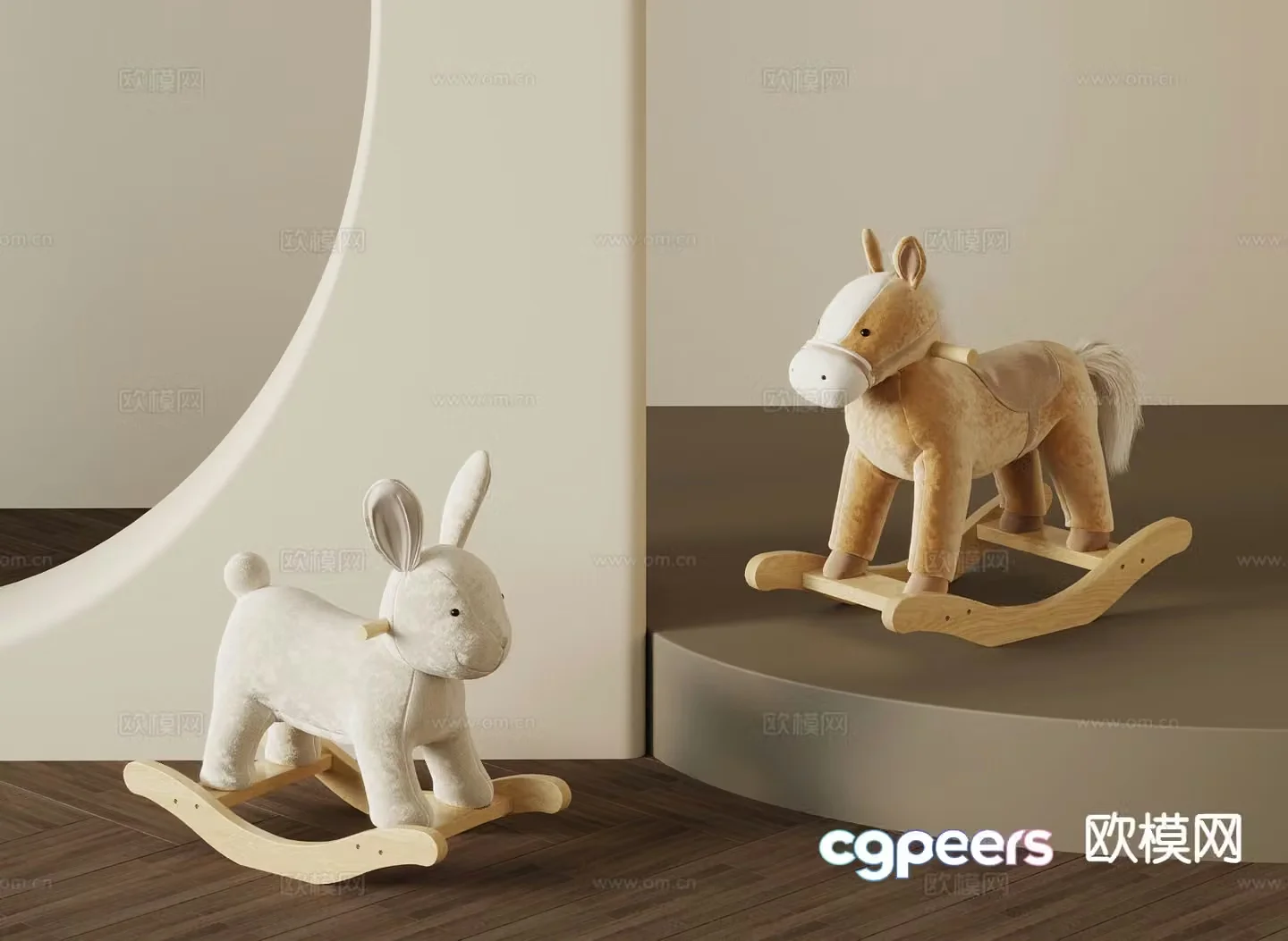 Modern children’s chair wooden horse 3d model