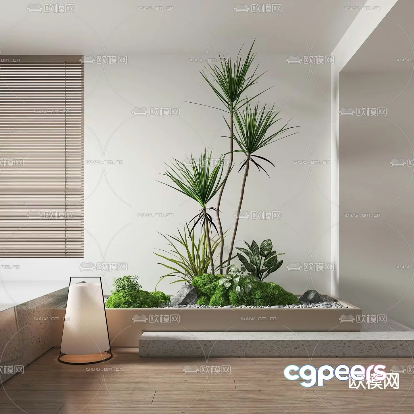 Indoor green plant landscaping plant pile 3D model