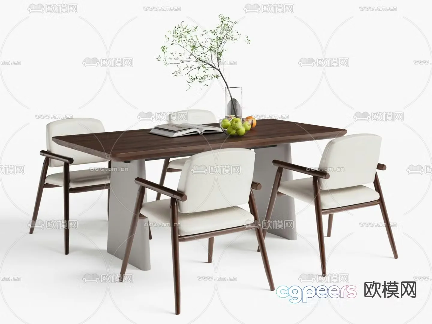 New Chinese dining table and chairs 3d model