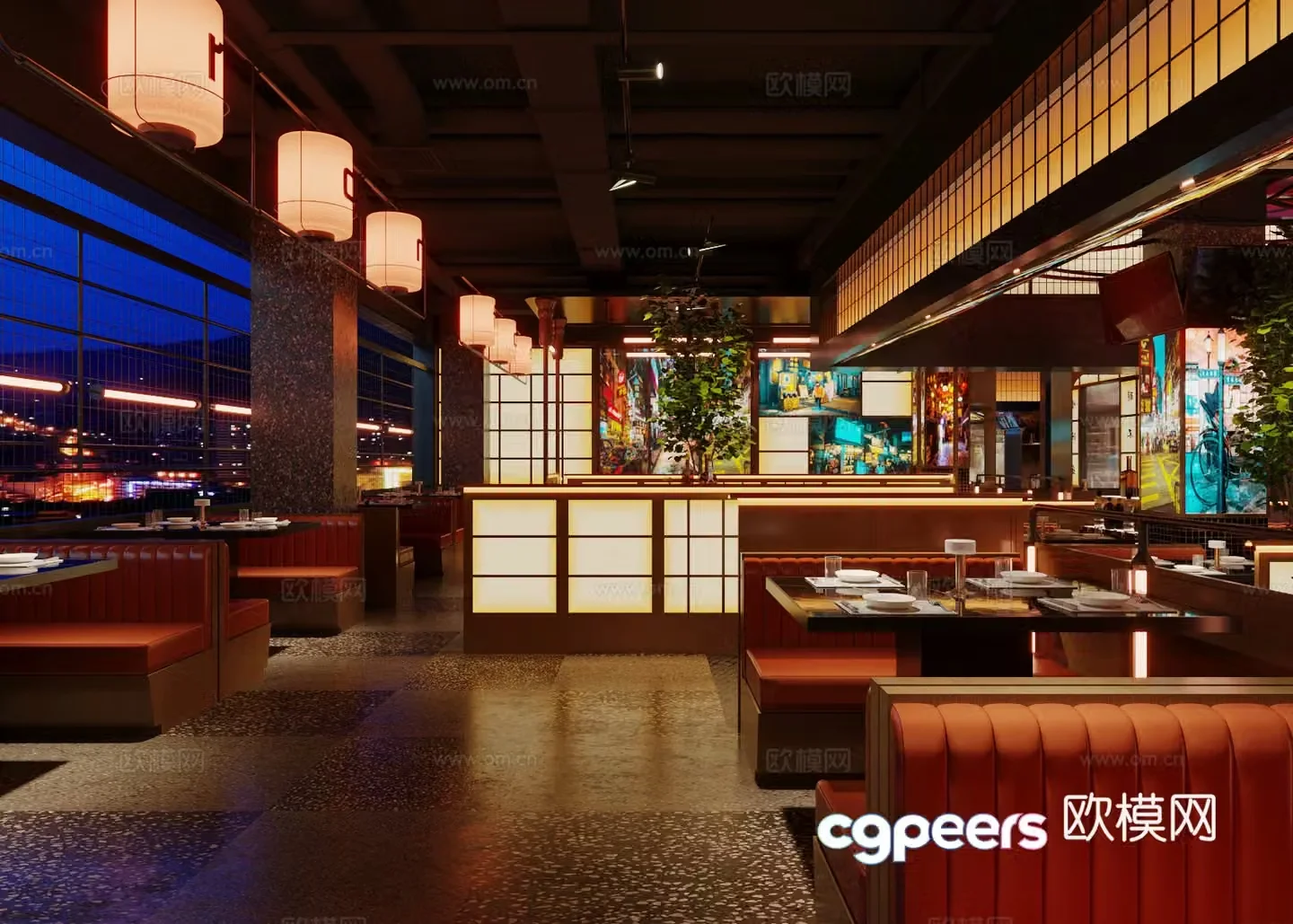 New Chinese style barbecue restaurant hot pot restaurant barbecue restaurant 3d model