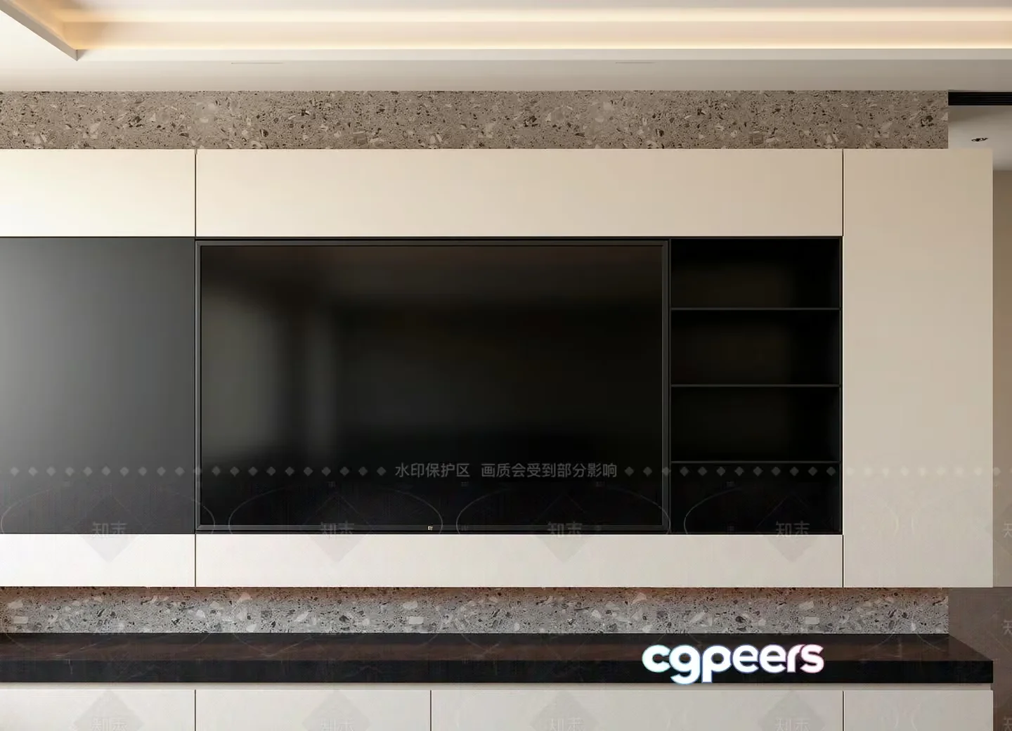 Modern Entertainment Unit 3D Model – 6609 – VRAY Render