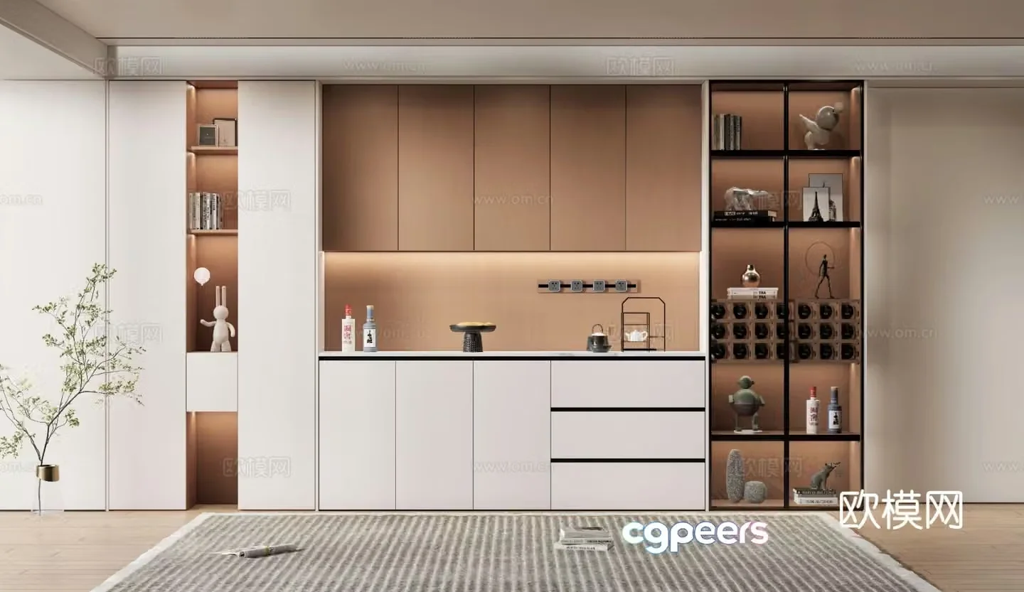 New Chinese style wine cabinet sideboard 3D model