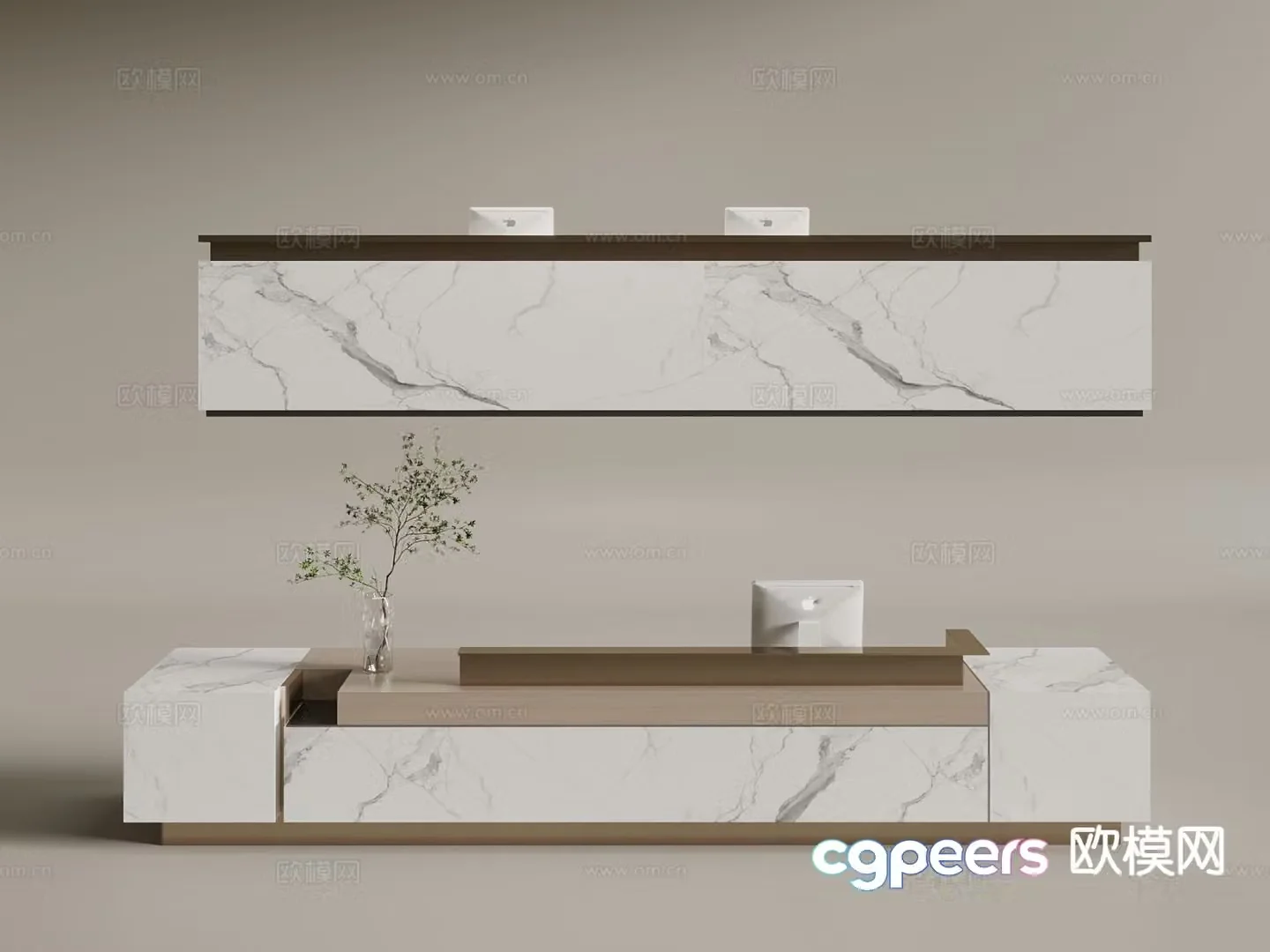 Modern front desk reception desk bar service desk 3d model