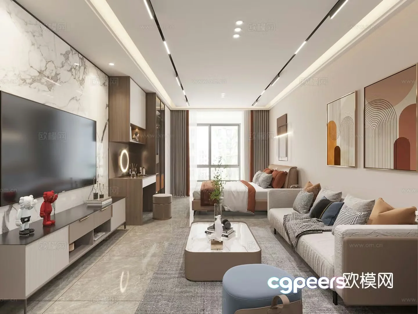 Modern bachelor apartment 3d model