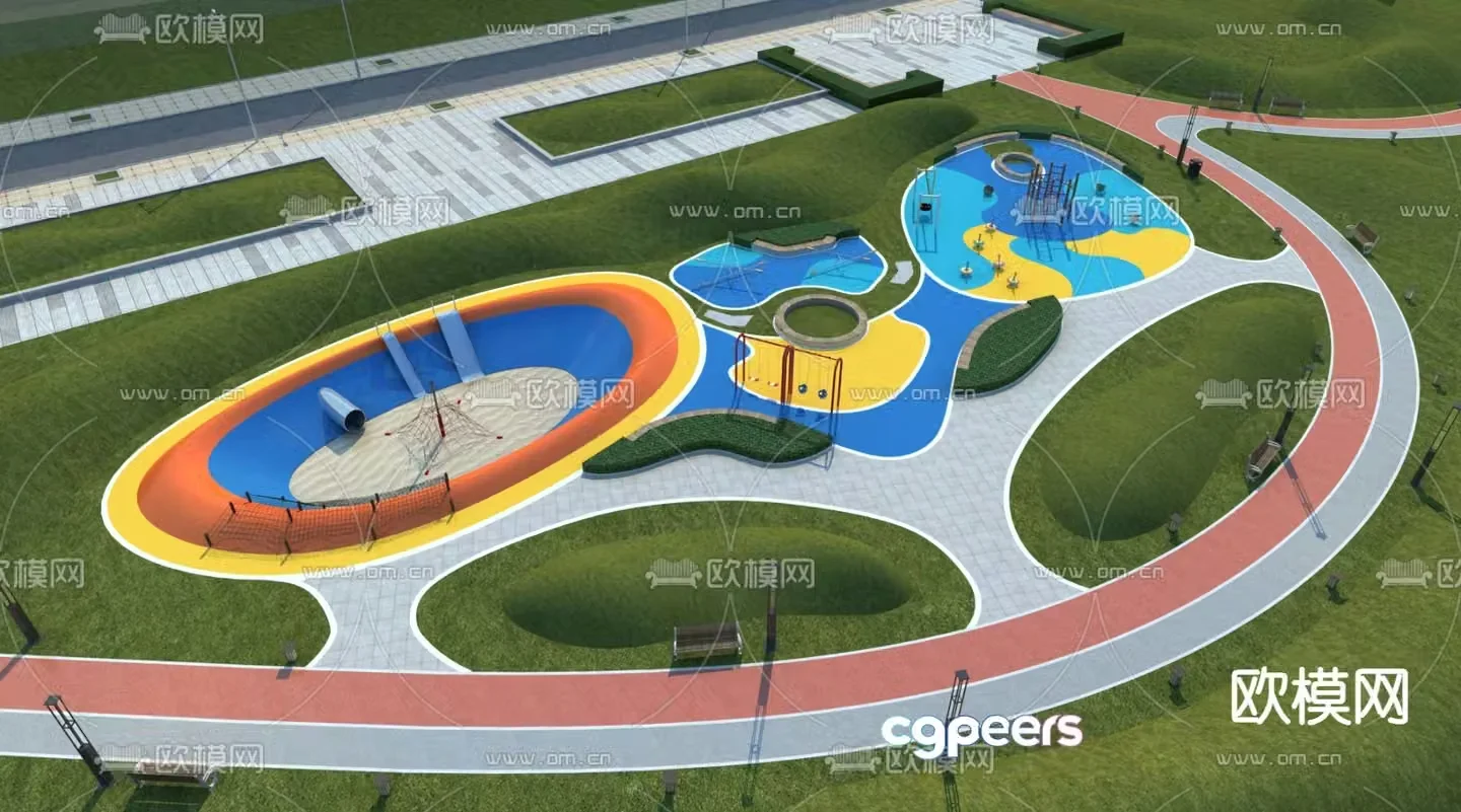 Square landscape park landscape 3d model
