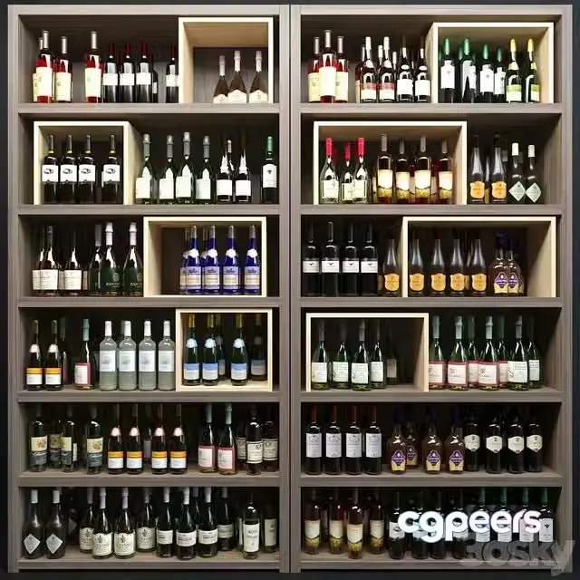 3ds Max Free – Large wine cabinet with sparkling wine. Wine collection
