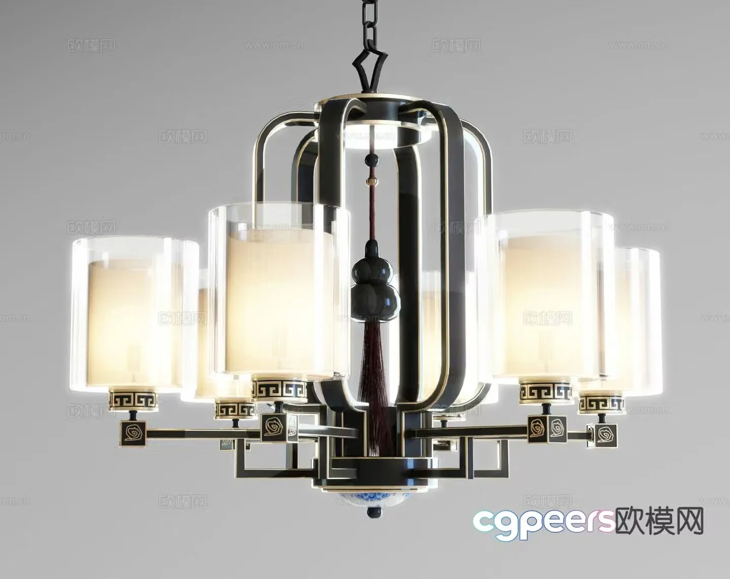 New Chinese style chandelier hall chandelier 3d model