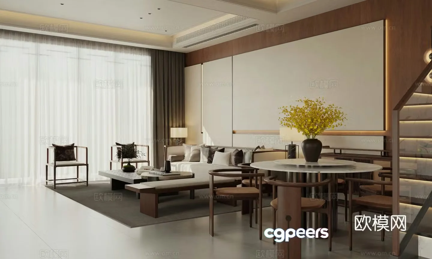 Chinese living room 3d model