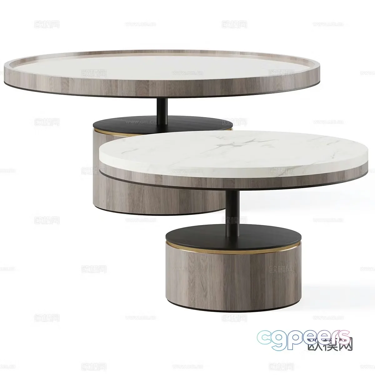 New Chinese light luxury round coffee table 3D model