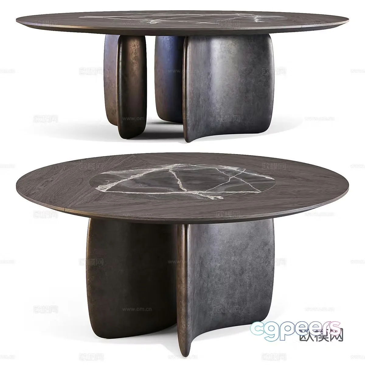 Modern Italian light luxury round dining table 3D model
