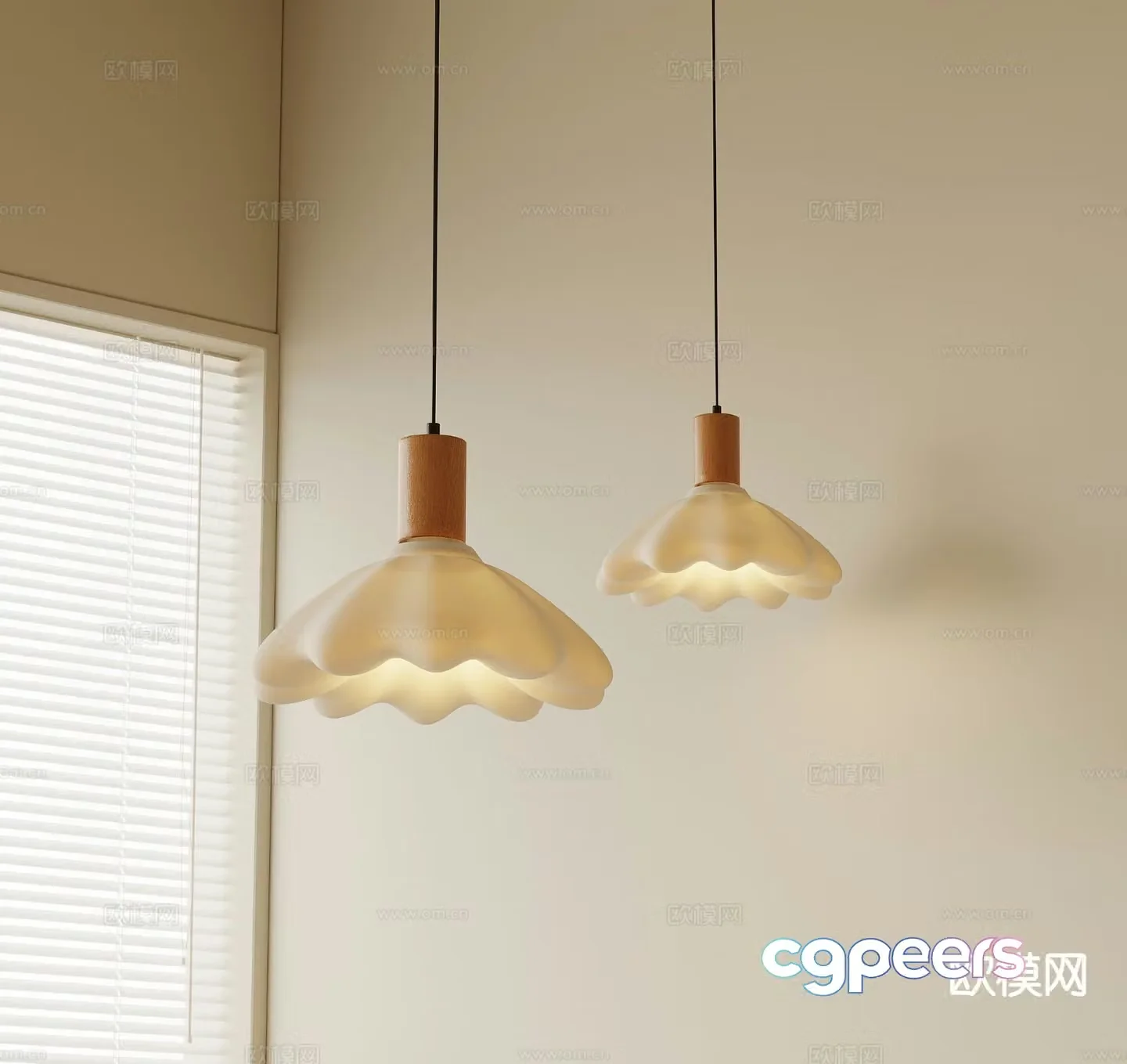 Cream style chandelier 3d model