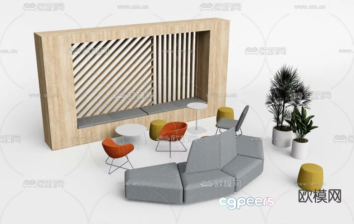 Office sofa booth sofa 3d model