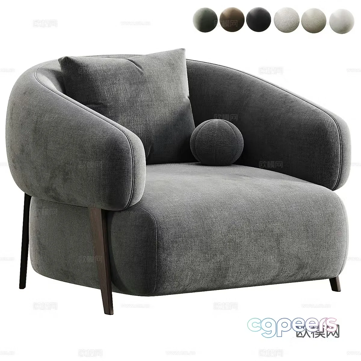 Modern Italian light luxury Fort armchair 3d model