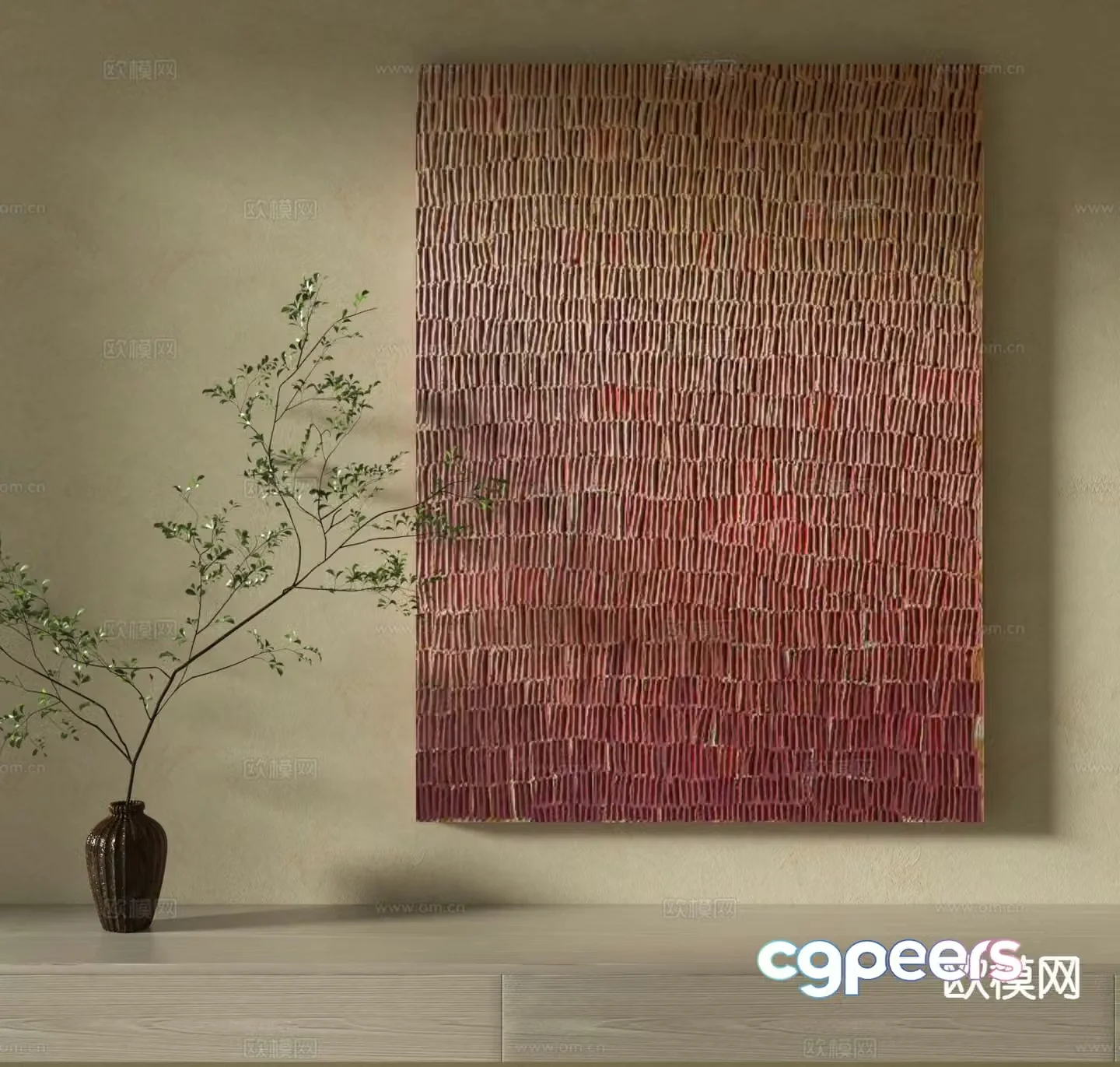 Wabi-sabi art painting texture painting decorative painting 3d model