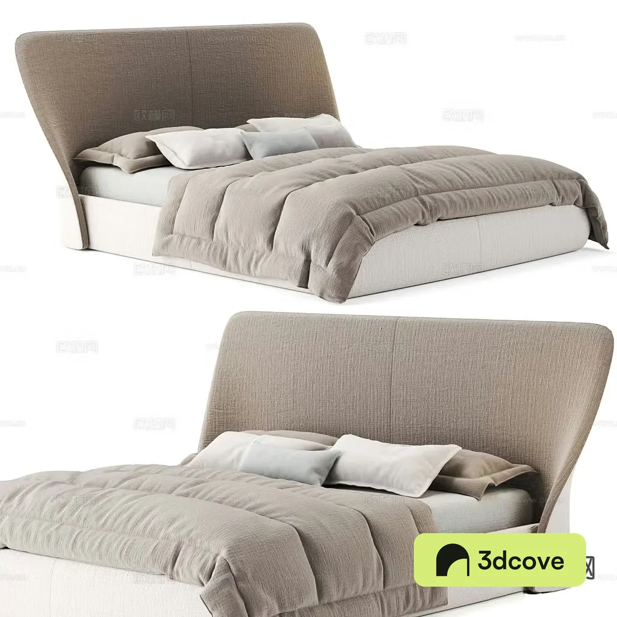Modern double bed 3d model
