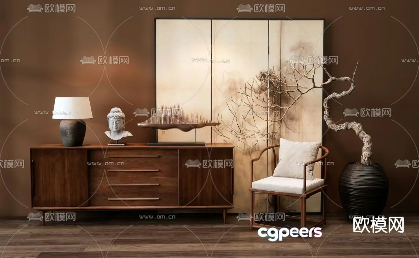 New Chinese style chest of drawers 3D model