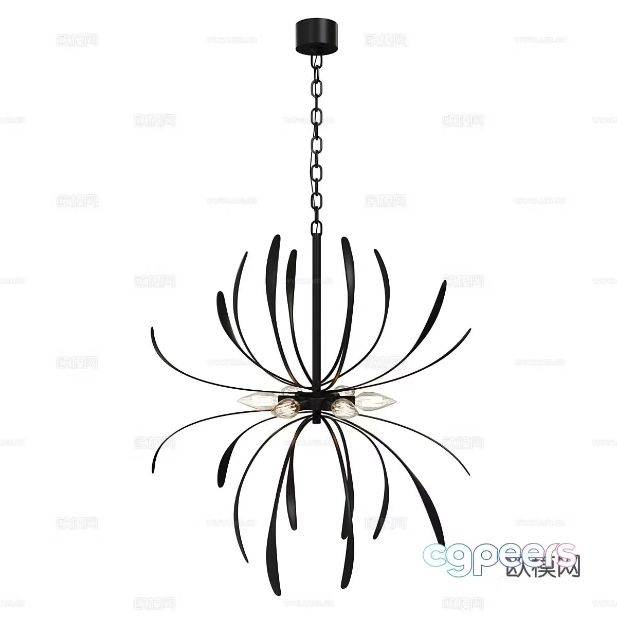 Modern minimalist chandelier black chandelier dining room chandelier living room chandelier 3d model