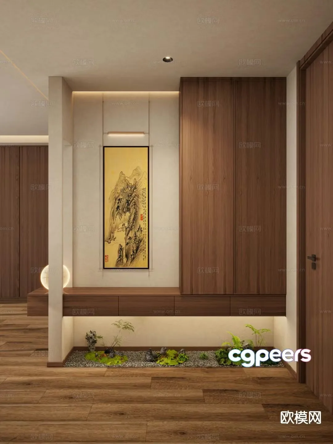 New Chinese style entrance hall entrance hall aisle 3D model