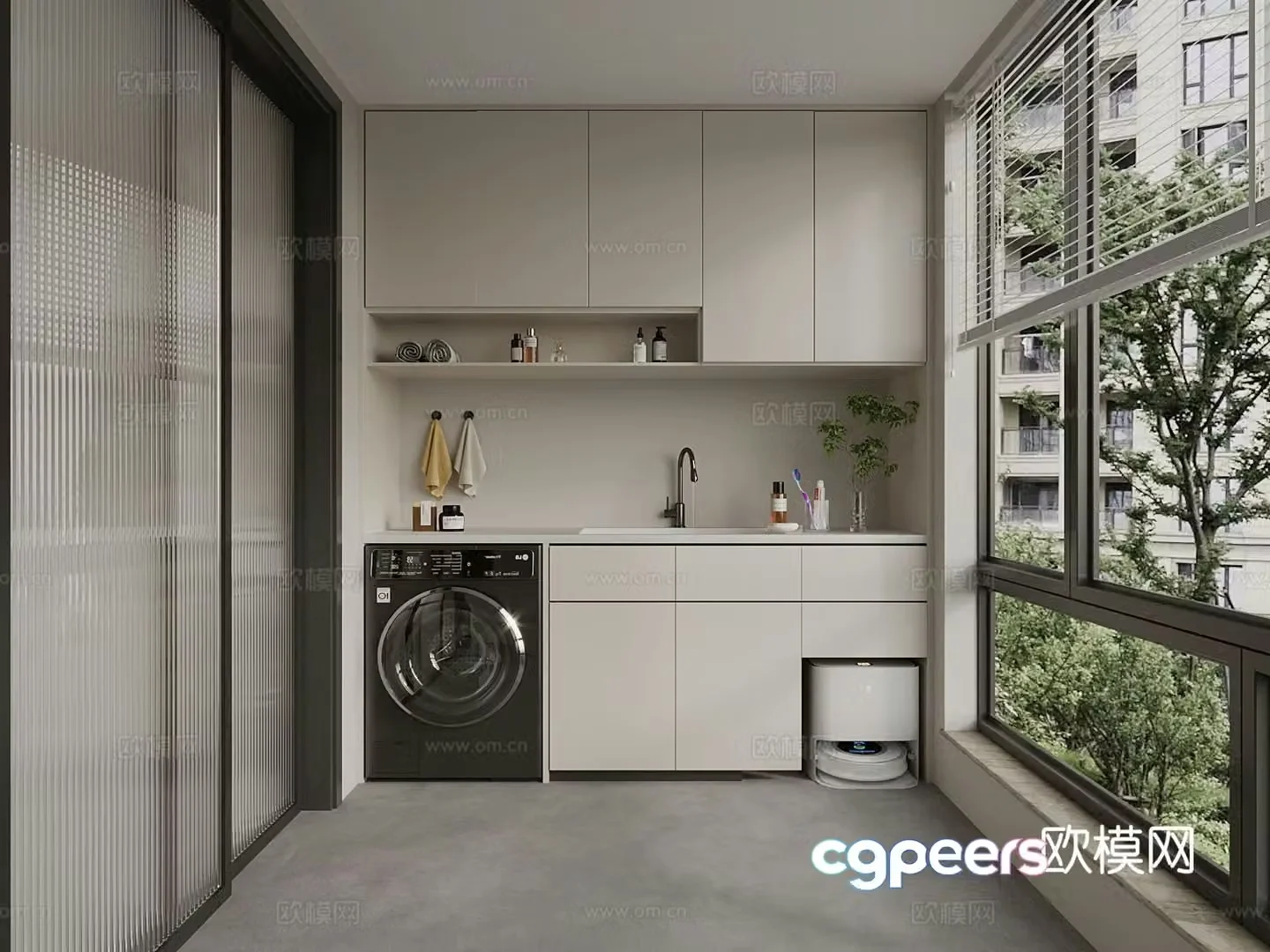 Living balcony laundry room 3d model