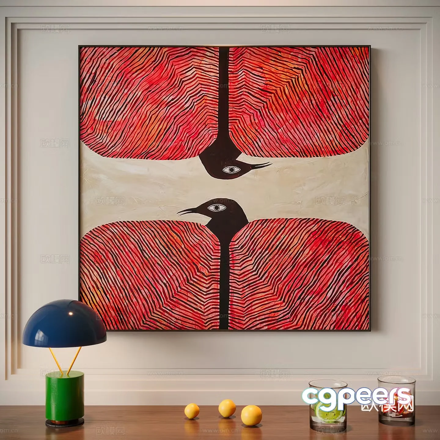 Modern texture painting decorative painting 3d model