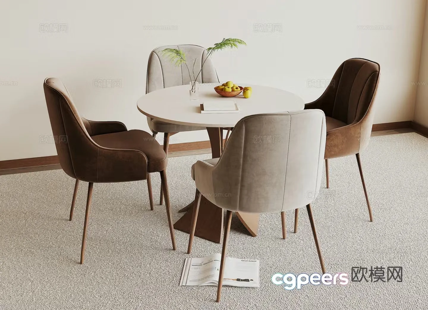 Modern casual table and chair 3d model