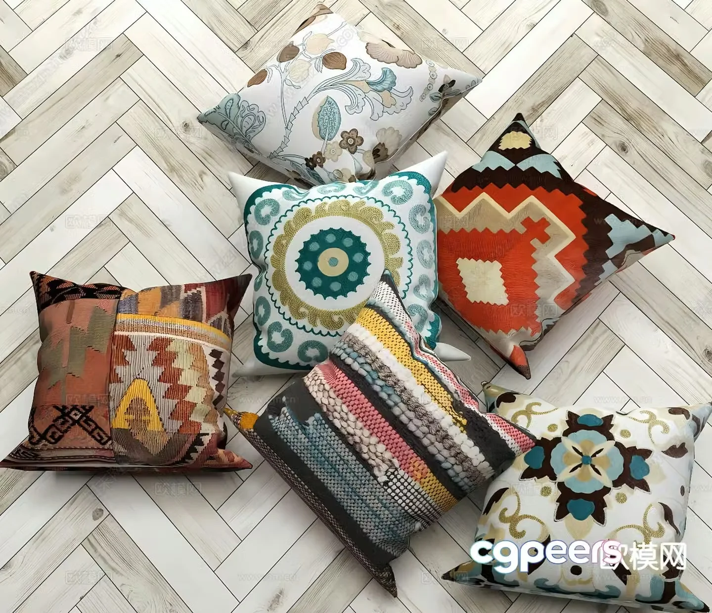 New Chinese style pillow ethnic embroidery pillow 3d model