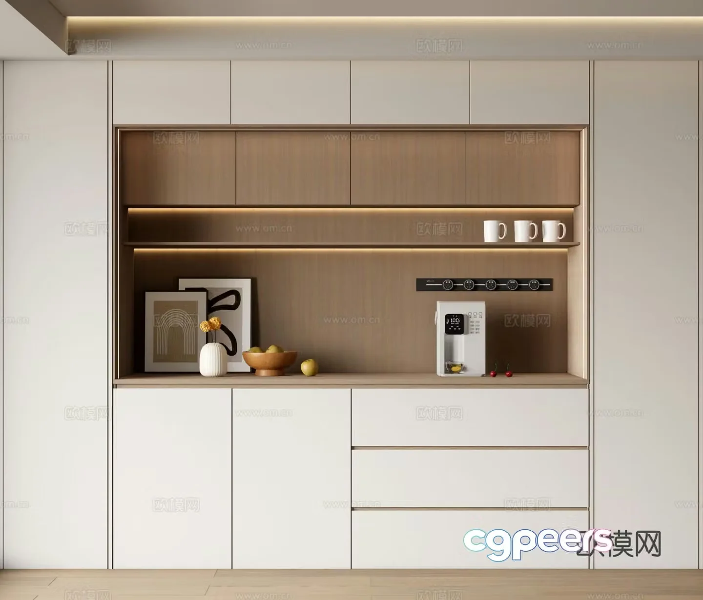 Cream style sideboard 3d model