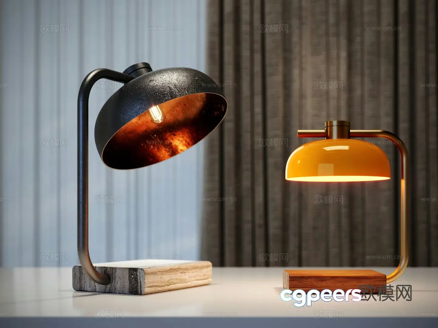 Medieval style desk lamp retro desk lamp 3d model