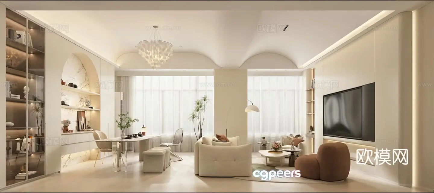 Creamy Style Restaurant Kitchen 3d Model