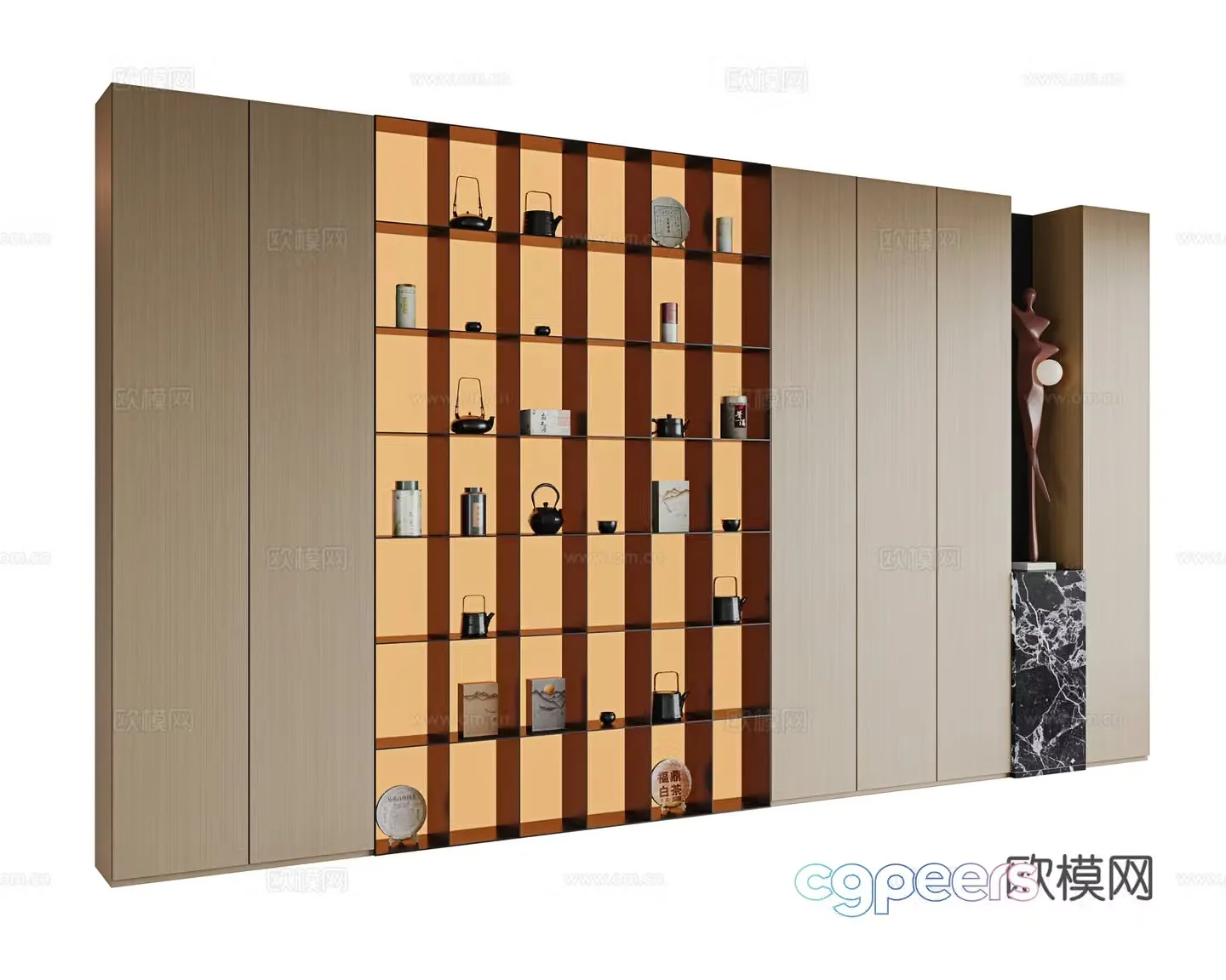Italian minimalist tea cabinet open decoration cabinet living room decoration cabinet custom tea cabinet multi-function display cabinet 3D model