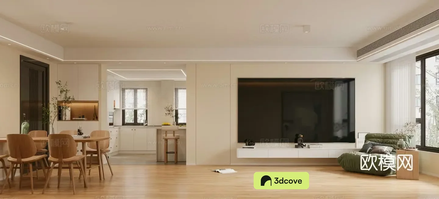Modern living and dining room